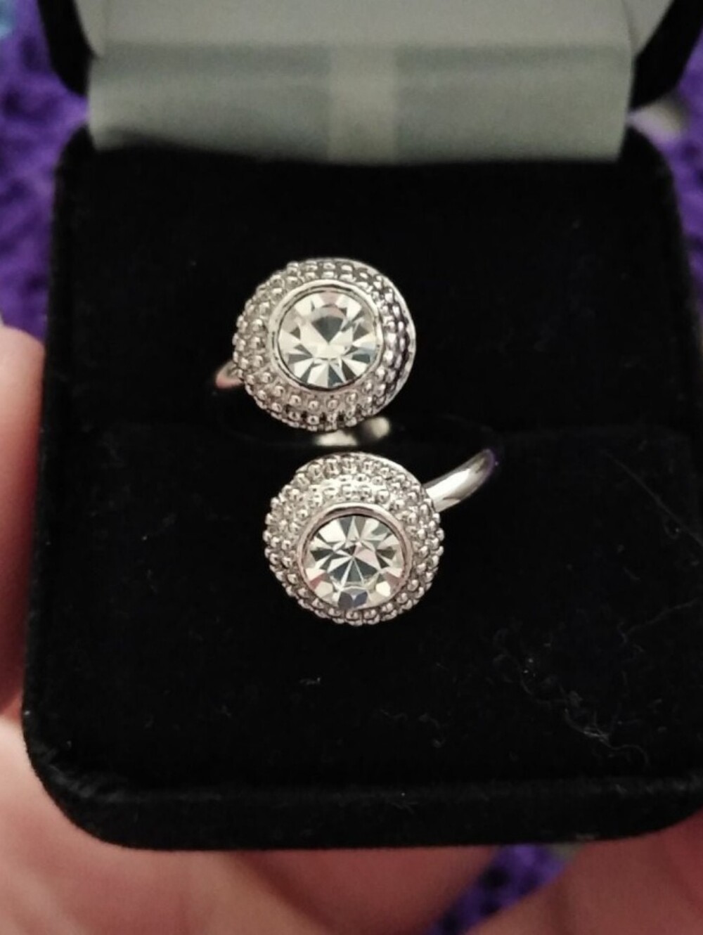 Modern 14k White Gold Double Round Halo Open Front Twist Diamond Ring sz 6.5